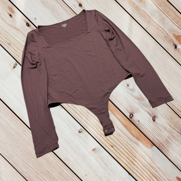 Avidlove XXL brown square neck long sleeve buttery soft bodysuit - Picture 2 of 9